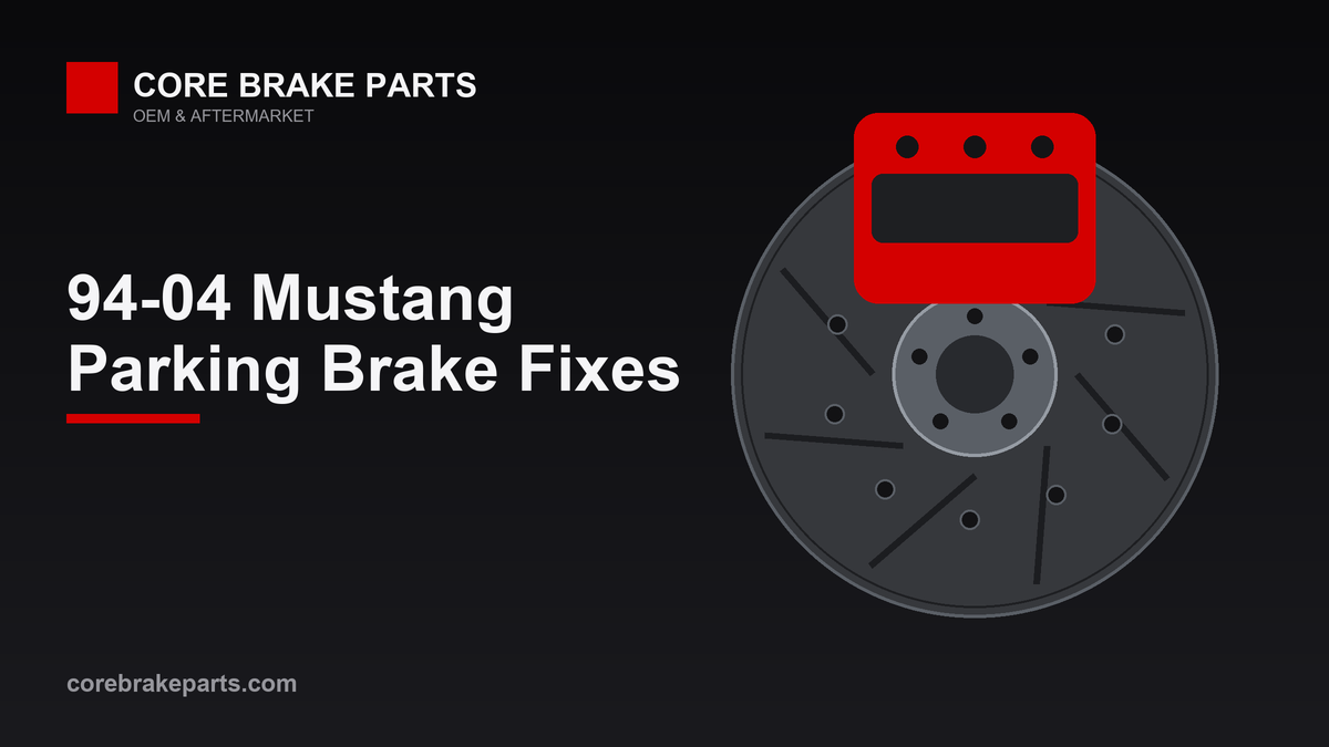 Rear brake caliper and rotor illustrating the 1994-2004 Ford Mustang parking brake