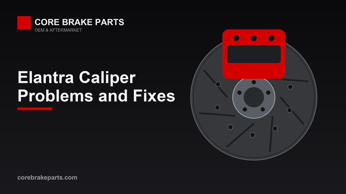Brake caliper mounted over a disc rotor, illustrating Hyundai Elantra caliper problems and replacement