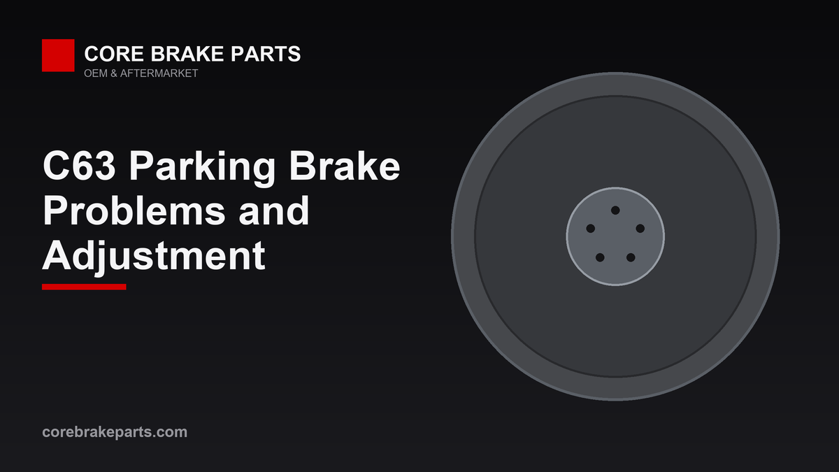 Drum-in-hat parking brake shoes inside a rear rotor on a Mercedes C63