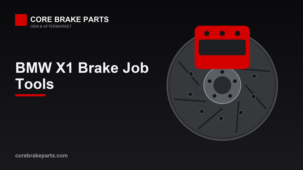 BMW X1 brake caliper and rotor with tools for a brake job