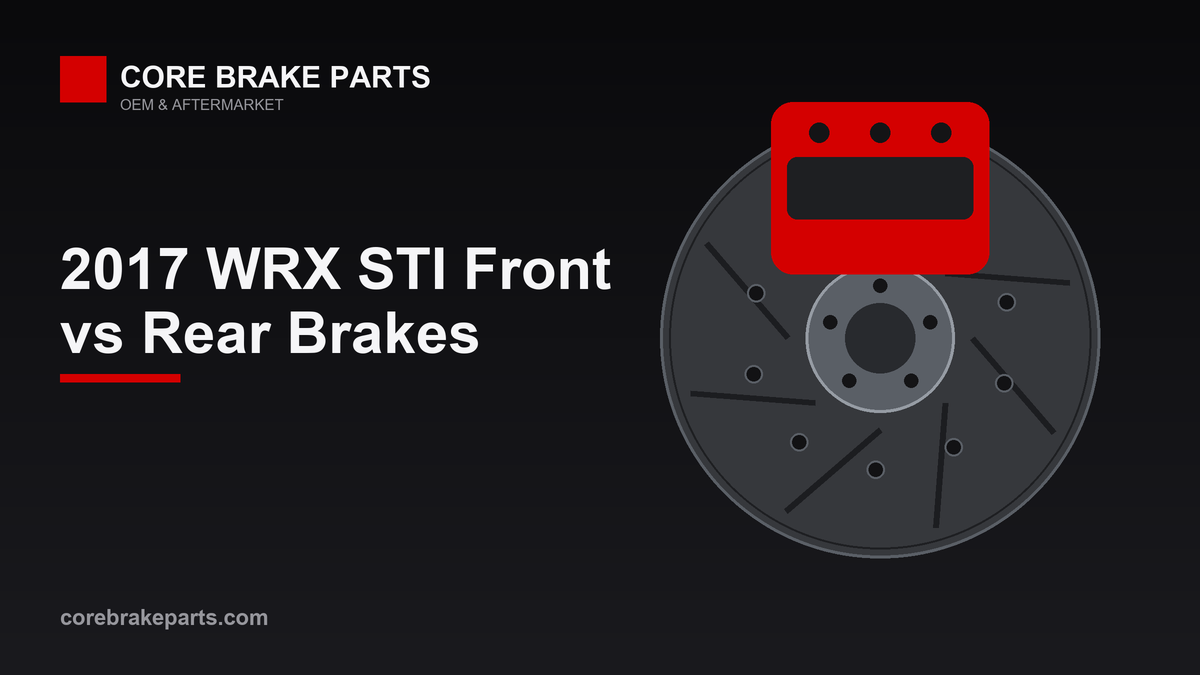 Brembo caliper over a vented brake rotor for the 2017 Subaru WRX STI