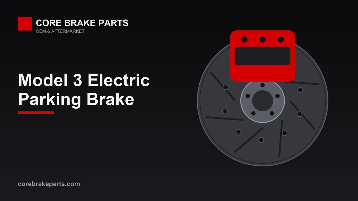 Rear brake caliper and rotor illustrating the 2017 Tesla Model 3 electric parking brake