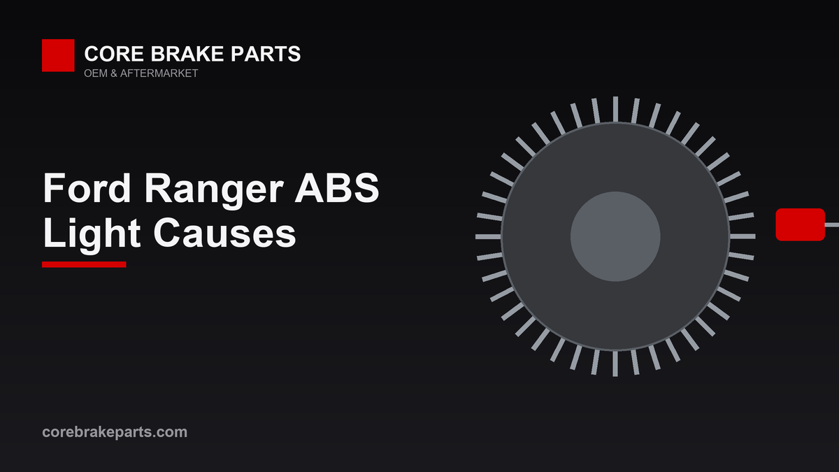 ABS warning light guide for a 2019-2023 Ford Ranger showing wheel speed sensor and tone ring
