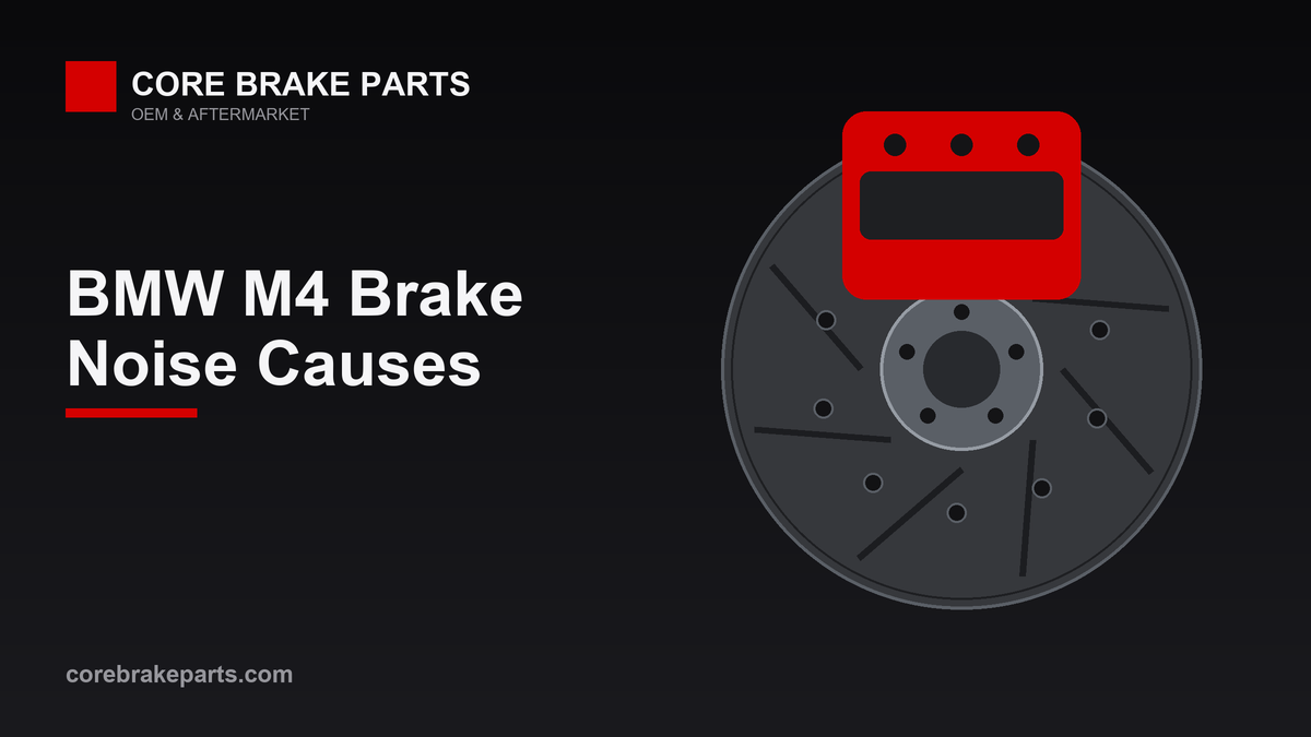 Brake caliper over a drilled two-piece rotor illustrating BMW M4 brake noise causes