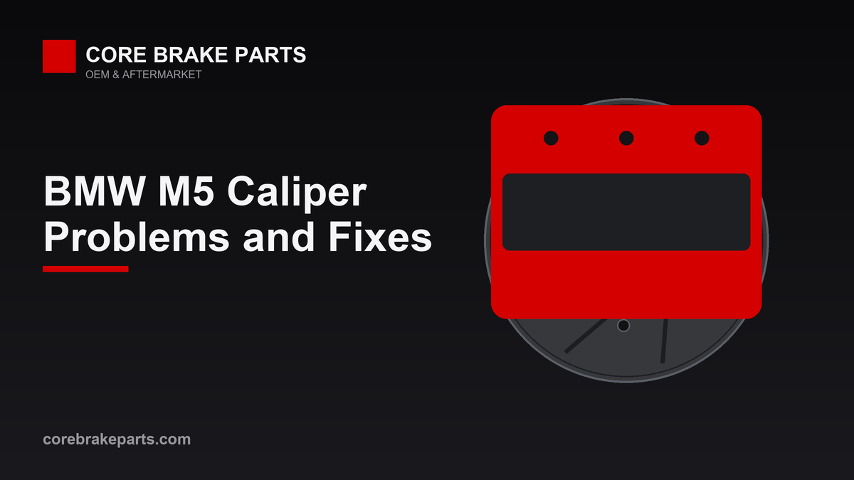BMW M5 six-piston front brake caliper and rotor illustration