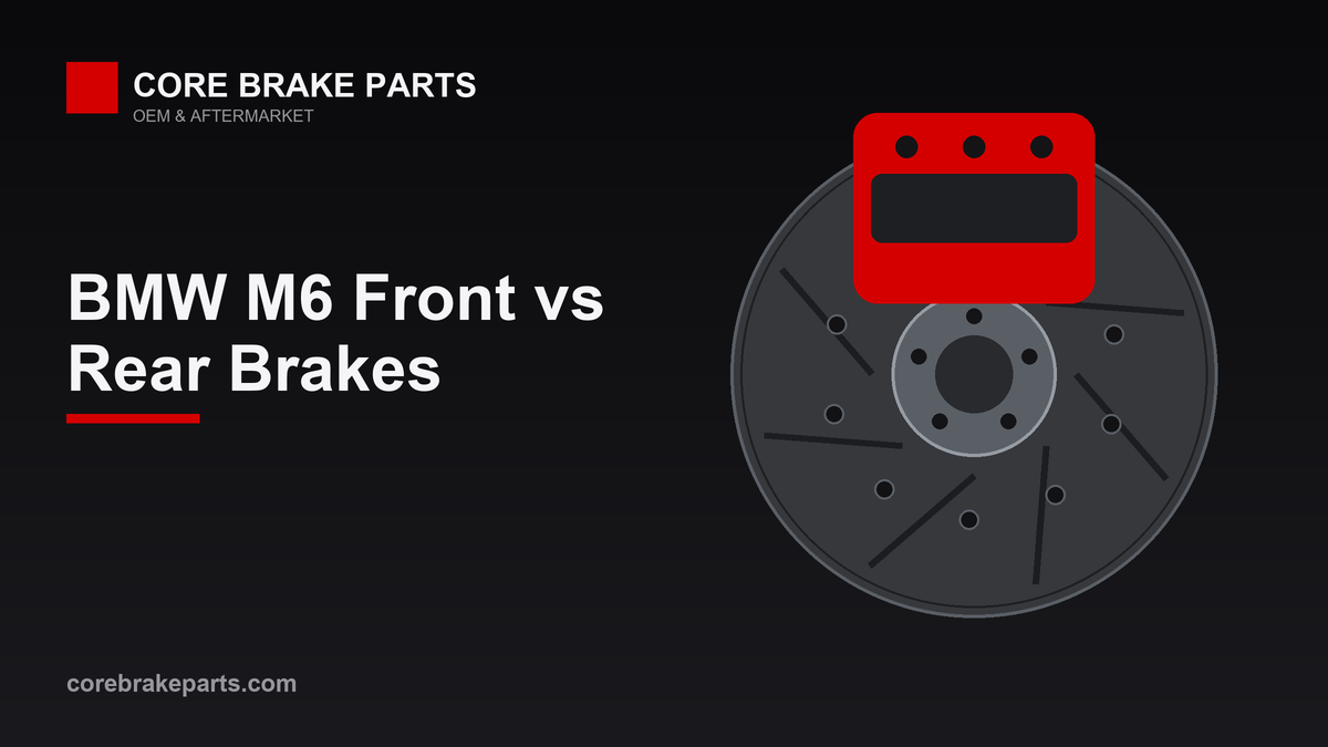Six-piston brake caliper over a large vented rotor, representing the BMW M6 front brake