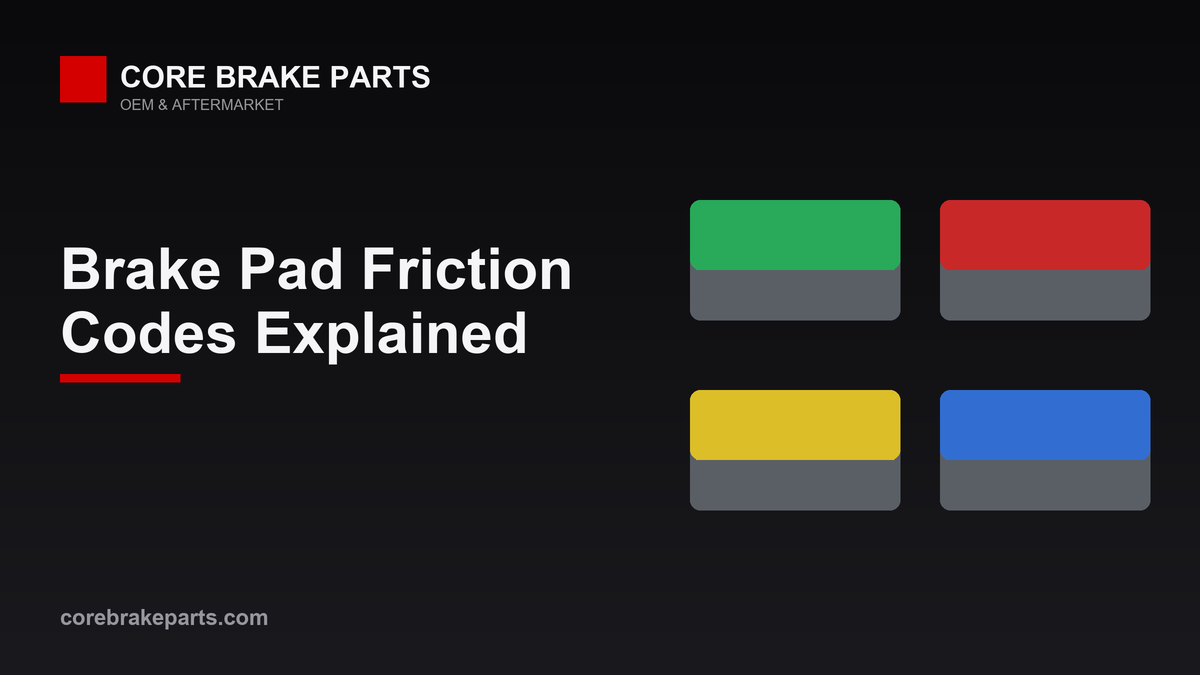 Brake pads with different friction compounds illustrating edge code friction ratings