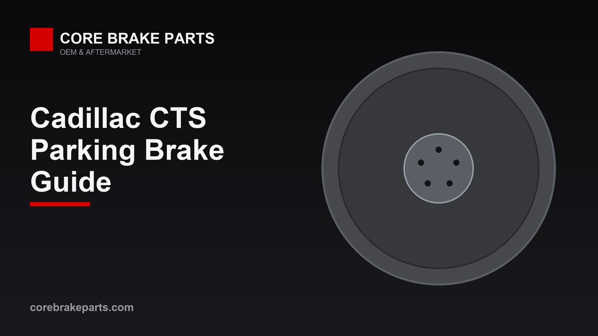 Drum-in-hat parking brake shoes inside a rear brake rotor on a Cadillac CTS