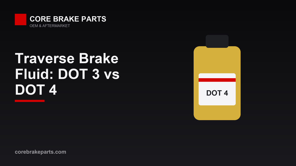 Brake fluid guide for the 2018-2023 Chevrolet Traverse showing DOT 3 and DOT 4 specification