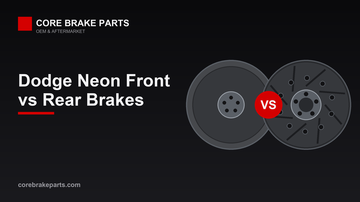 Front disc brake compared with rear drum brake on a Dodge Neon