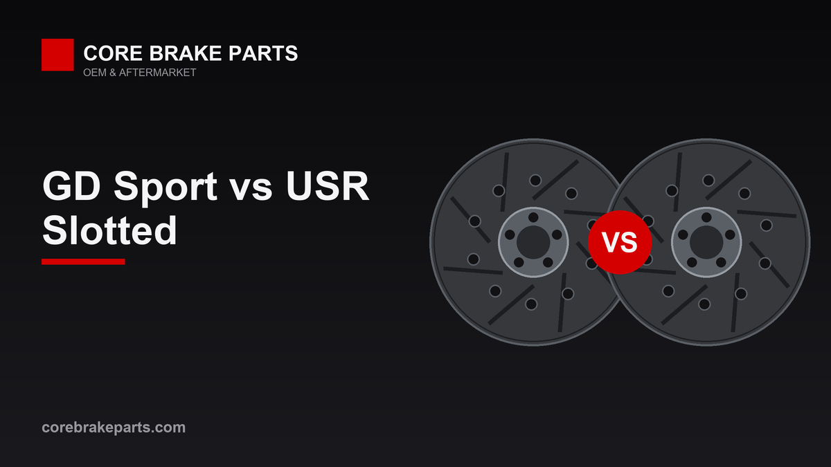 Comparison of an EBC GD Sport dimpled and slotted brake rotor and an EBC USR multi-slot brake rotor