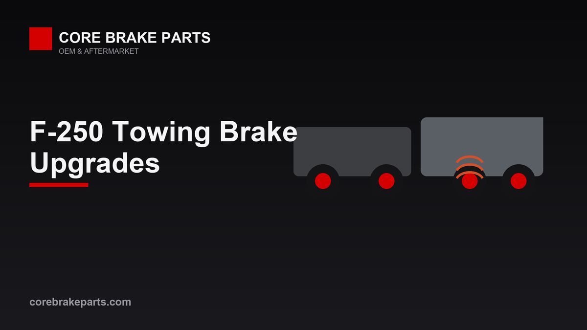 Ford F-250 Super Duty towing a trailer with upgraded brake pads and slotted rotors