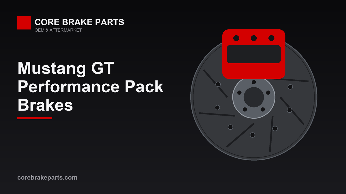 Six-piston fixed brake caliper over a large vented rotor, Mustang GT Performance Pack brakes