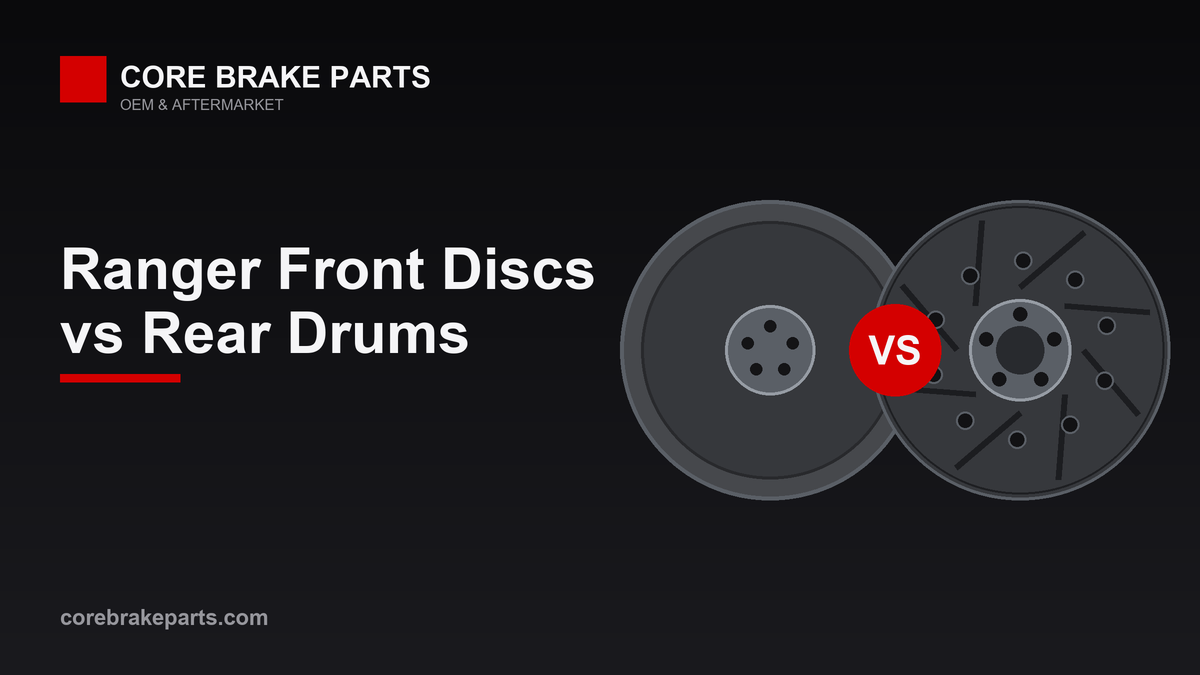 Ford Ranger front disc brake compared with rear drum brake
