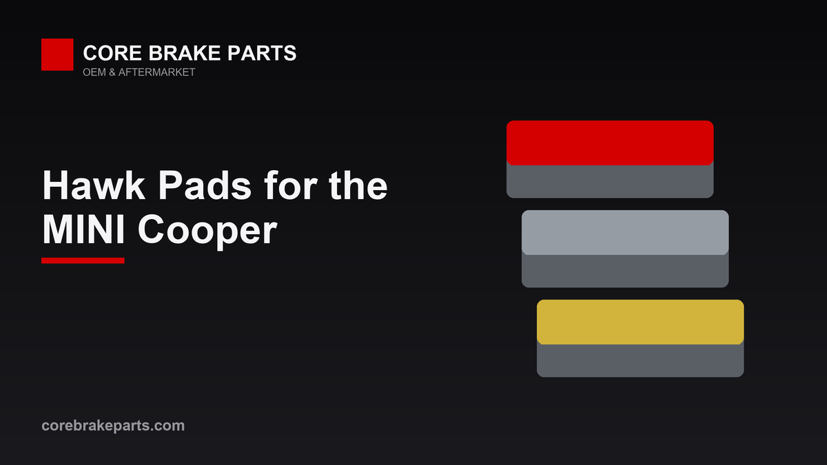 Stack of performance brake pads representing Hawk compounds for the MINI Cooper