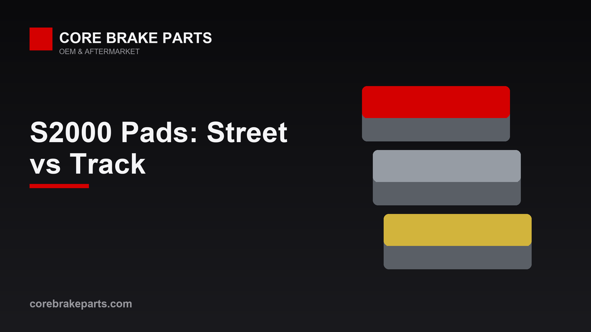 Stack of performance brake pads comparing street and track compounds for the Honda S2000
