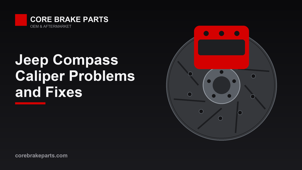 Brake caliper mounted over a disc rotor, illustrating Jeep Compass 2017-2023 caliper service