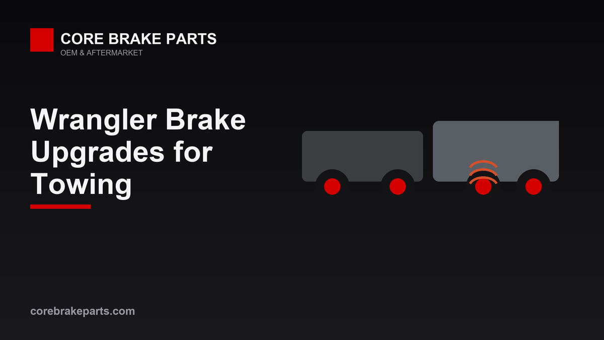 Jeep Wrangler towing a trailer with brake pad, rotor and fluid upgrade callouts