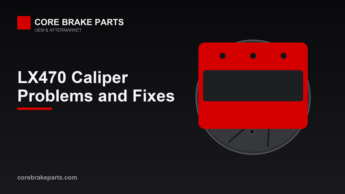 Fixed four-piston front brake caliper on a Lexus LX470 rotor