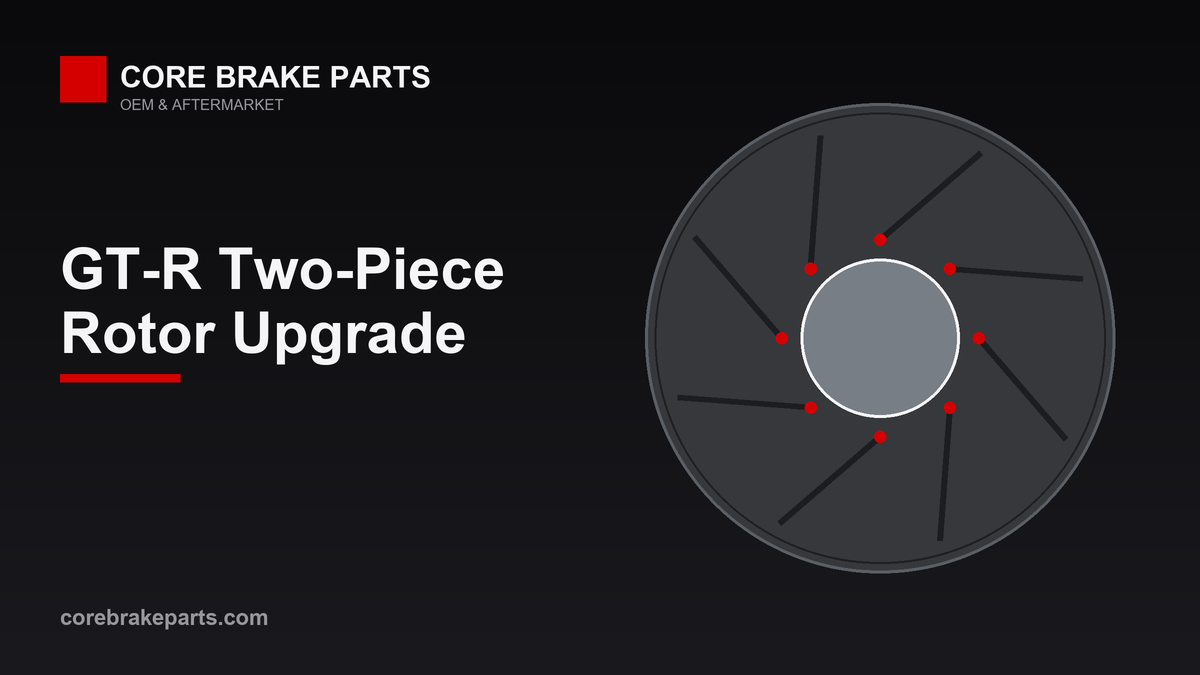 Two-piece brake rotor with aluminum center hat and floating cast iron friction ring for the Nissan GT-R R35