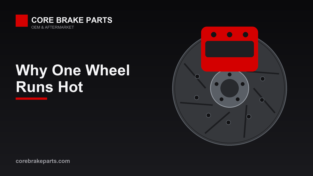 Brake caliper and rotor illustrating a dragging brake that makes one wheel run hot