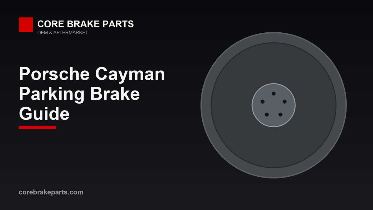 Drum-in-hat parking brake shoes inside a Porsche Cayman rear rotor