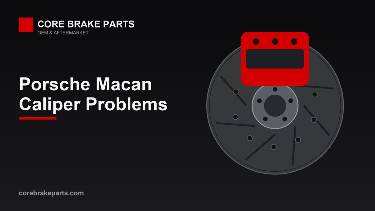 Porsche Macan multi-piston brake caliper over a vented rotor