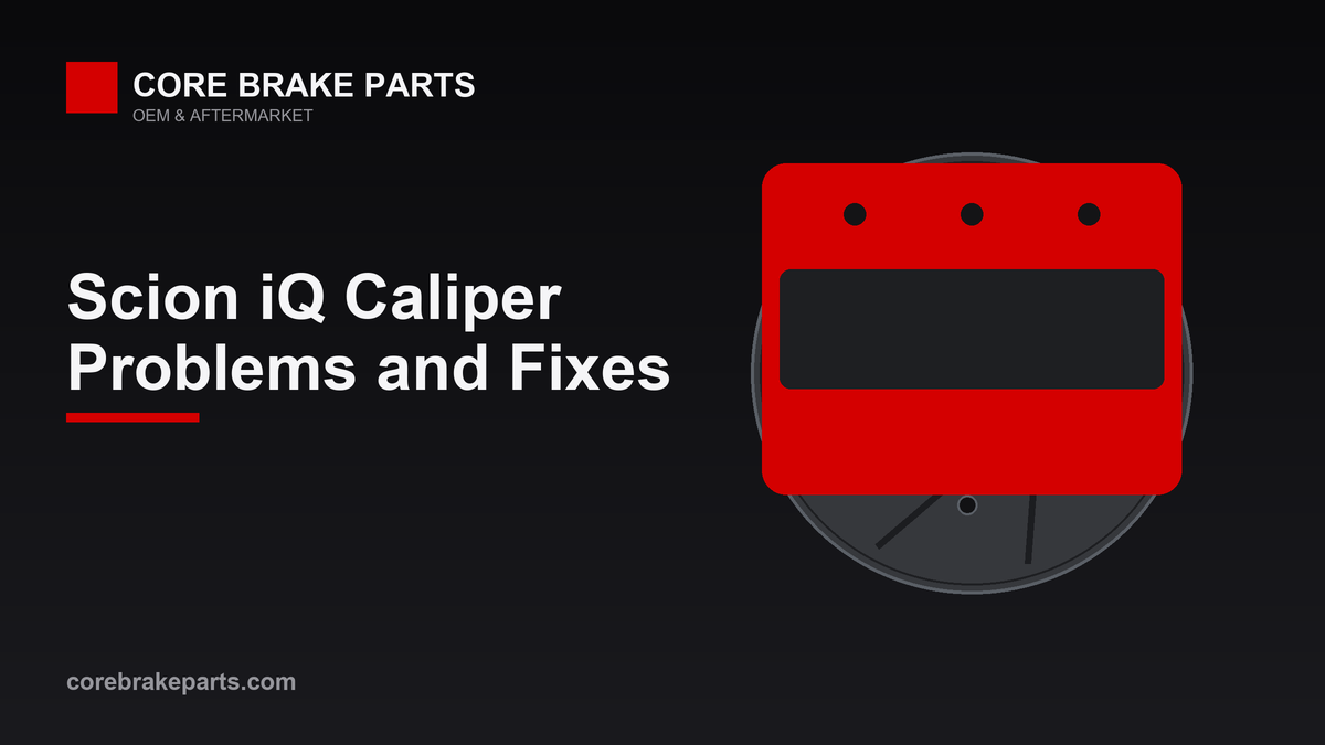 Brake caliper on a disc rotor illustrating Scion iQ caliper diagnosis and replacement