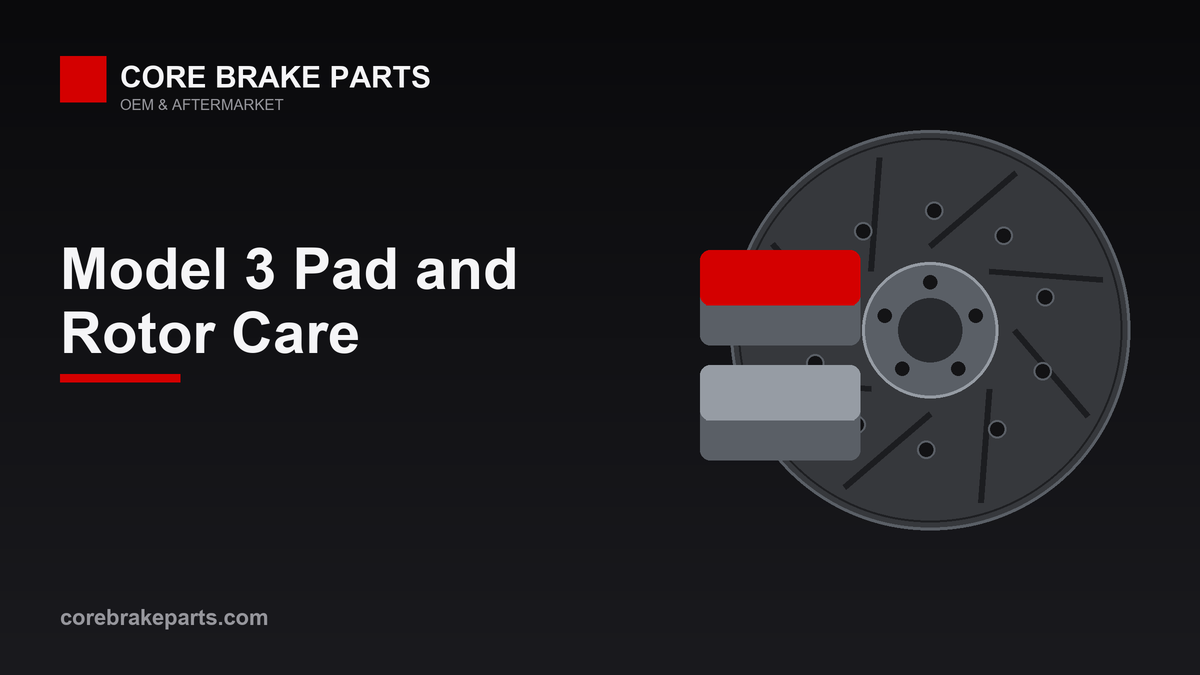 Brake pads and rotor illustration for Tesla Model 3 brake maintenance