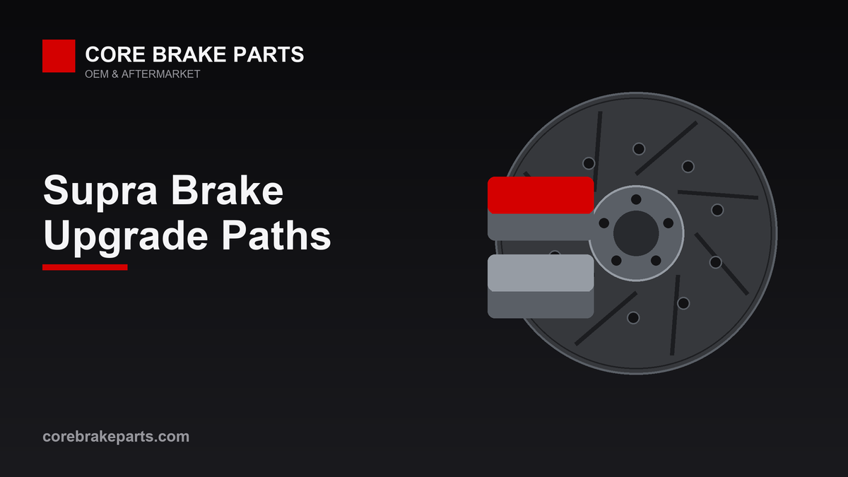 Toyota Supra brake upgrade parts: performance pads, slotted rotors and a big brake kit