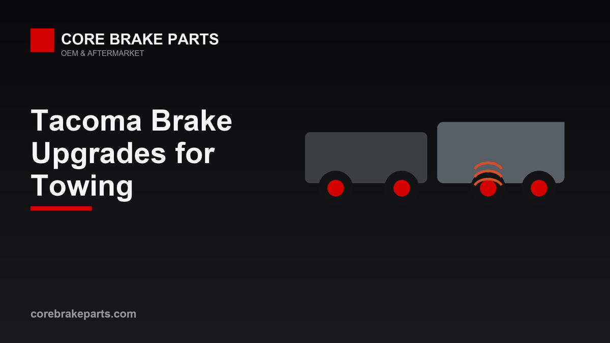 Pickup truck towing a trailer with front brake pad and rotor upgrade callouts