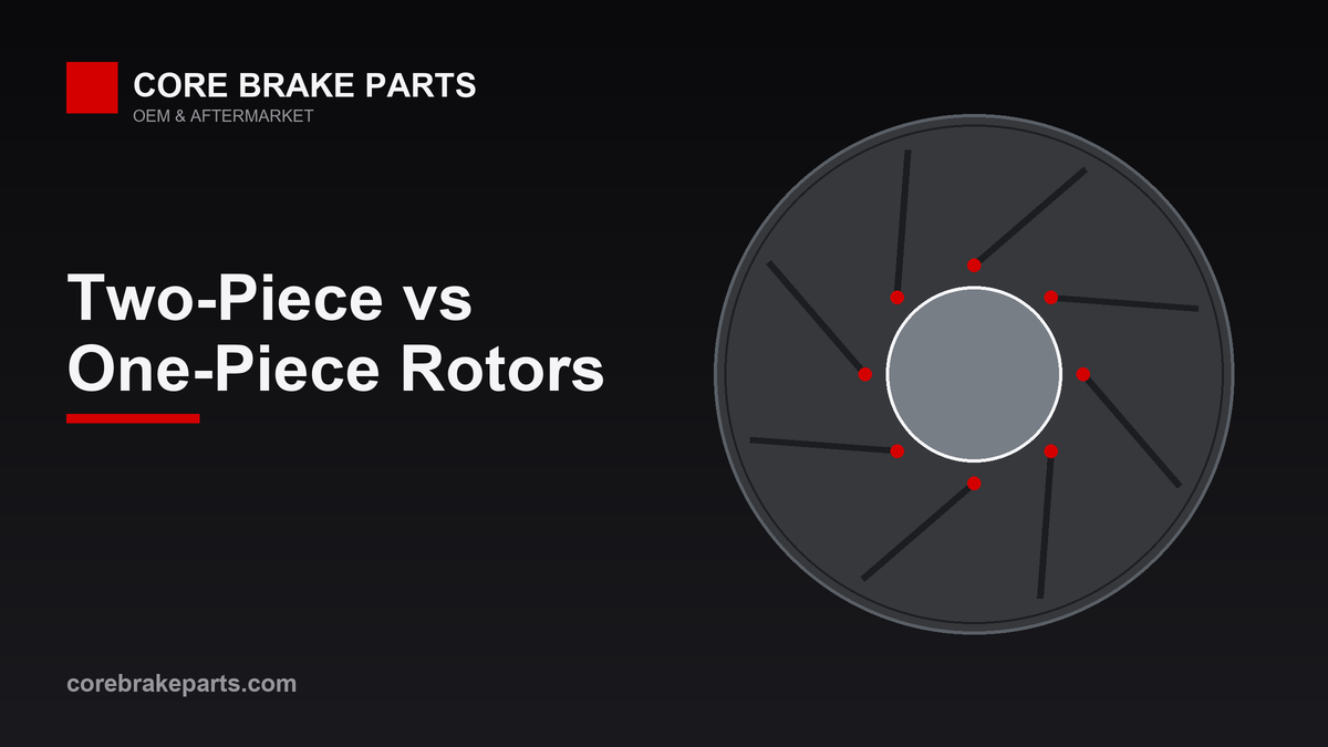 Two-piece floating brake rotor with aluminum hat compared to a one-piece rotor
