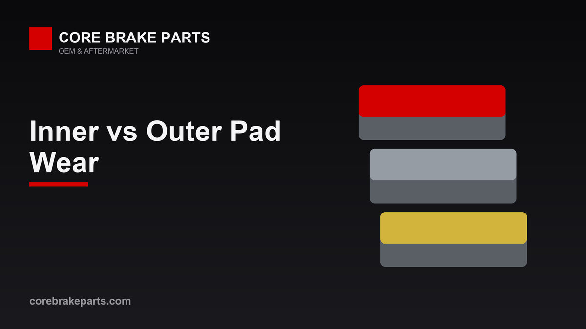 Brake pads showing uneven wear between the inner and outer pad