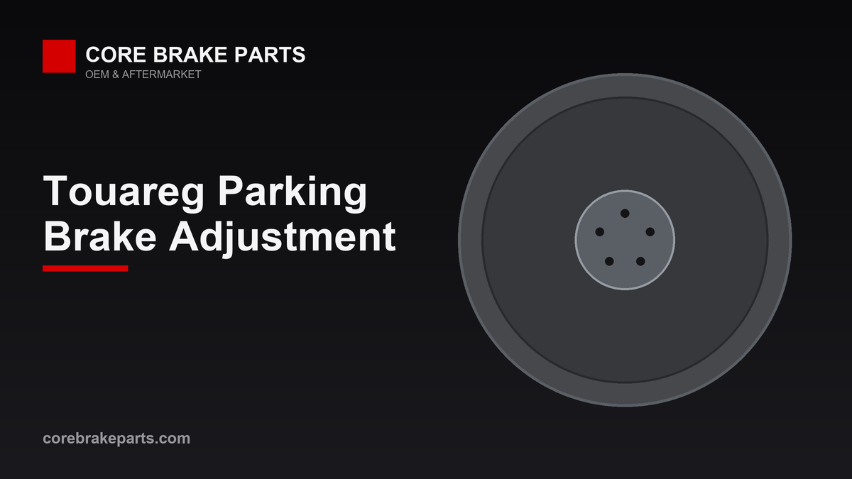 Drum-in-hat parking brake shoes inside a Volkswagen Touareg rear rotor