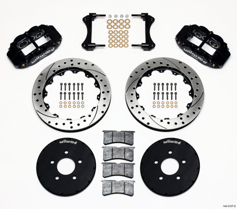 Wilwood 140-9107-D Narrow Superlite 6R Front Big Brake Kit 6-Piston 12.88in Drilled Rotors - 1994-2004 Ford Mustang 5-Lug