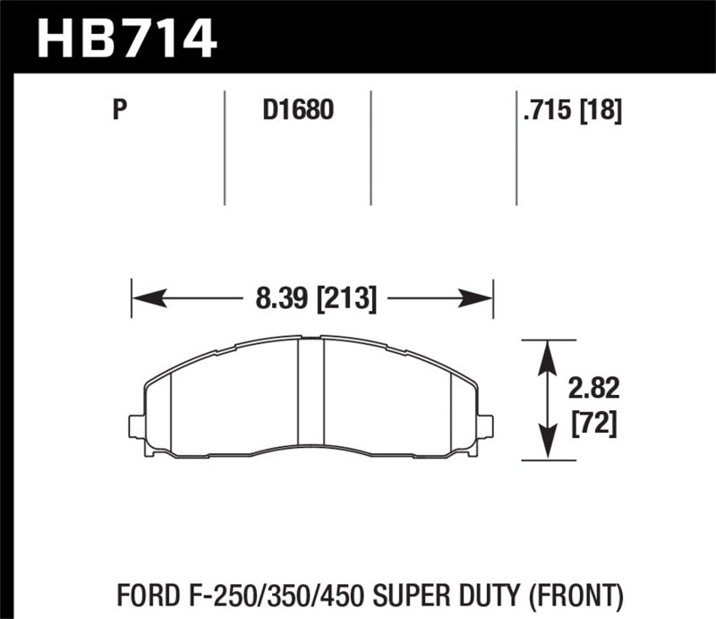 Hawk LTS HB714Y.715 Light Truck and SUV Front Brake Pads - 2015-2017 Ford F-250 and F-350