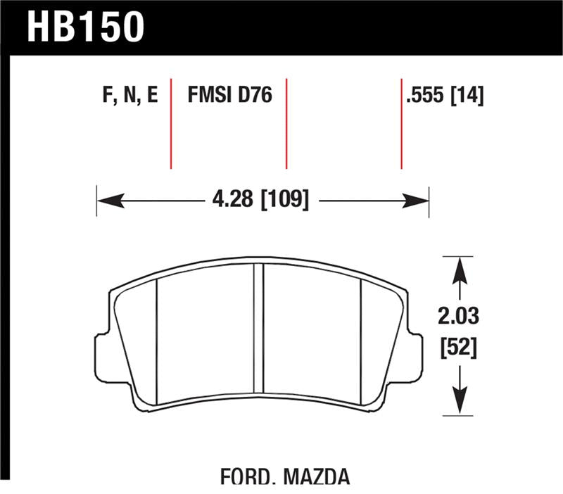 Hawk HP+ HB150N.555 Street Performance Brake Pads
