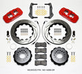 Wilwood AERO4 Rear Big Brake Kit 14.25 Inch Drilled Rotors Red with Lines - 2014-Up Dodge Challenger