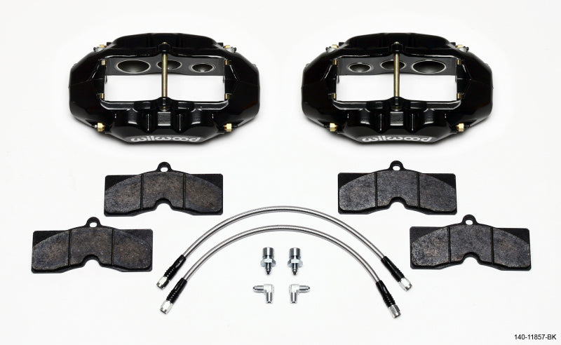 Wilwood 140-11857-BK D8-6 Front 6-Piston Caliper Kit Black with Braided Lines and Promatrix Pads - 1965-1982 Chevrolet Corvette