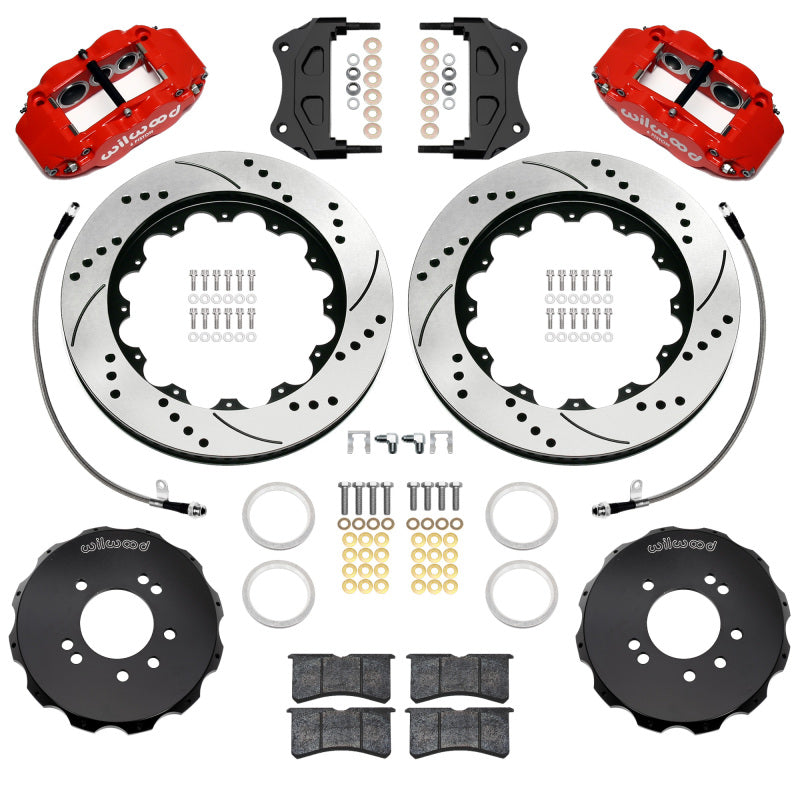 Wilwood 140-18247-DR Superlite 6R Front Big Brake Kit 14in Drilled and Slotted Rotors Red - Nissan 240SX, Skyline, 300ZX