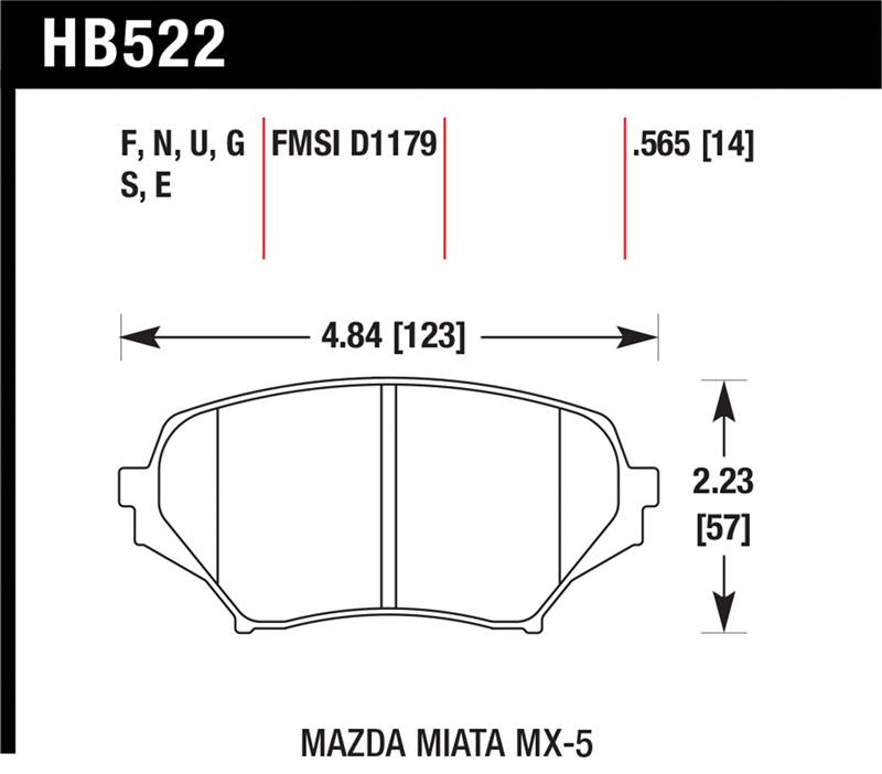 Hawk HPS 5.0 Front Brake Pads HB522B.565 - 2006 Mazda MX-5 Miata Club Spec