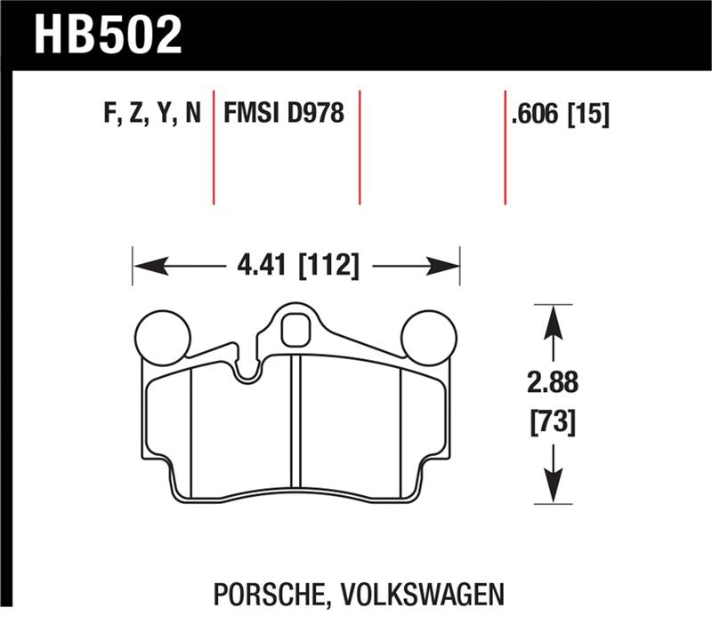 Hawk Performance HPS Rear Brake Pad Set HB502F.606 - Porsche and Volkswagen