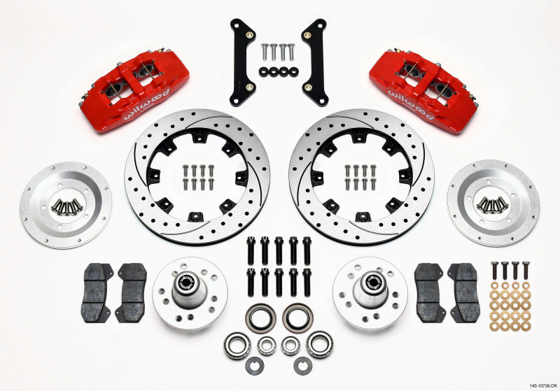 Wilwood 140-10738-DR DynaPro 6 Front Big Brake Kit 6-Piston 12.19in Drilled Rotors Red Calipers - 1970-1978 Chevrolet Camaro