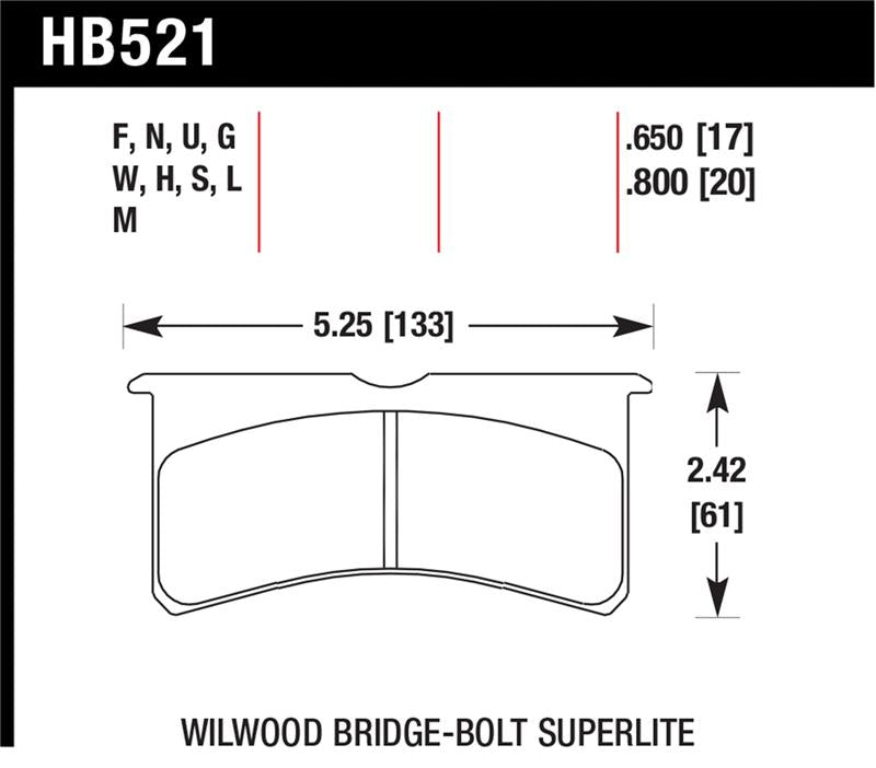 Hawk Performance HB521G.800 DTC-60 Race Brake Pad Set for Wilwood Superlite 4/6 Forged Calipers