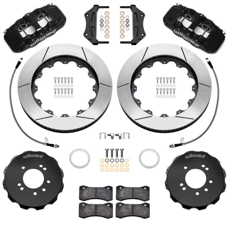 Wilwood Aerolite 6R Front Big Brake Kit 140-18260 14.00in Slotted Rotors Black with Flexlines - 1999-2002 Nissan Skyline