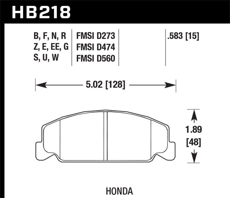 Hawk ER-1 Organic Front Brake Pads - 1985 Honda Accord 1.8 Base