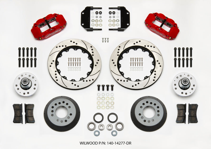 Wilwood Superlite 6R Forged Front Big Brake Kit 14.00in Drilled Red - Magnum Force Drop Spindle