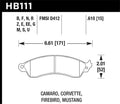 Hawk Performance HB111D.610 ER-1 Front Brake Pads - 1991 Chevrolet Camaro 3.1L