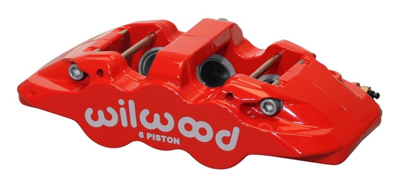 Wilwood Aero6 Forged 6-Piston Caliper 120-13289-RD - Right-Hand, Red, 1.62/1.12/1.12 Pistons