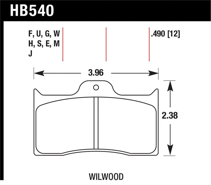 Hawk Performance DTC-30 Race Brake Pad Set HB540W.490 - Wilwood Caliper Applications